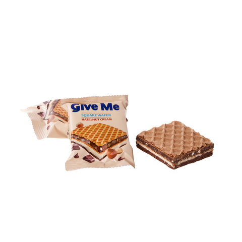 Give me Square waffle with hazelnut and milk cream, 30g