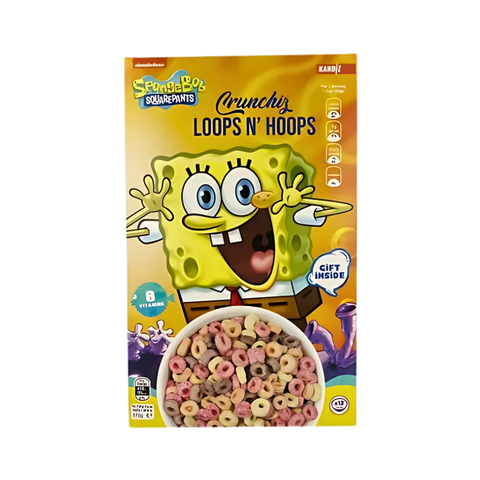 SpongeBob Loops N'Hoops, Breakfast cereal, fruit rings, 375g