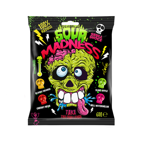 Caramel Sour Madness very sour, skull-shaped, 60g