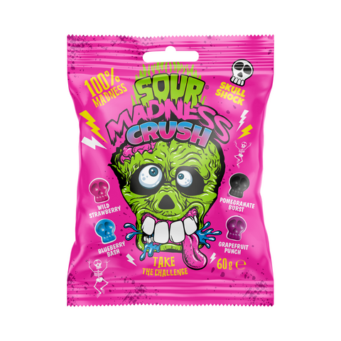 Caramel Sour Madness Crush very sour, skull-shaped, 60g