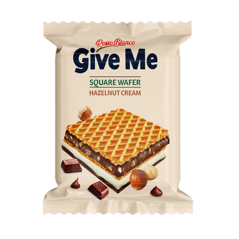 Give me Square waffle with hazelnut and milk cream, 30g