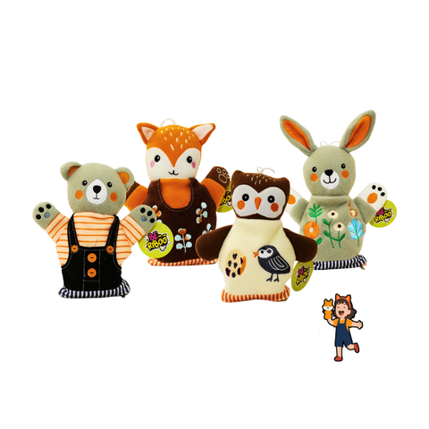 Dovana rankų lėlės Gyvūnėliai su 126g saldumynų