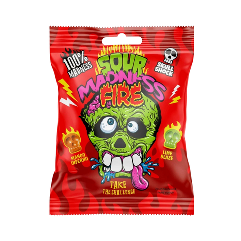 Karamelė Sour Madness Fire labai rūgšti, kaukolių formų, 60g