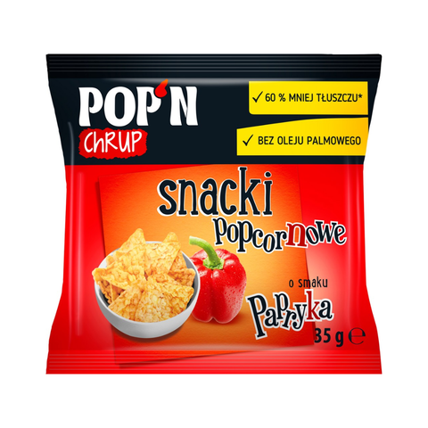 Trapučiai Pop'N Chrup kukurūzų, paprikos sk., 35g