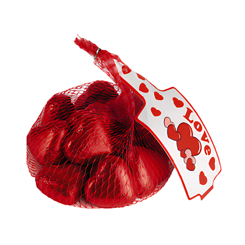 Šokoladinės širdelės Love 75g tinklelyje