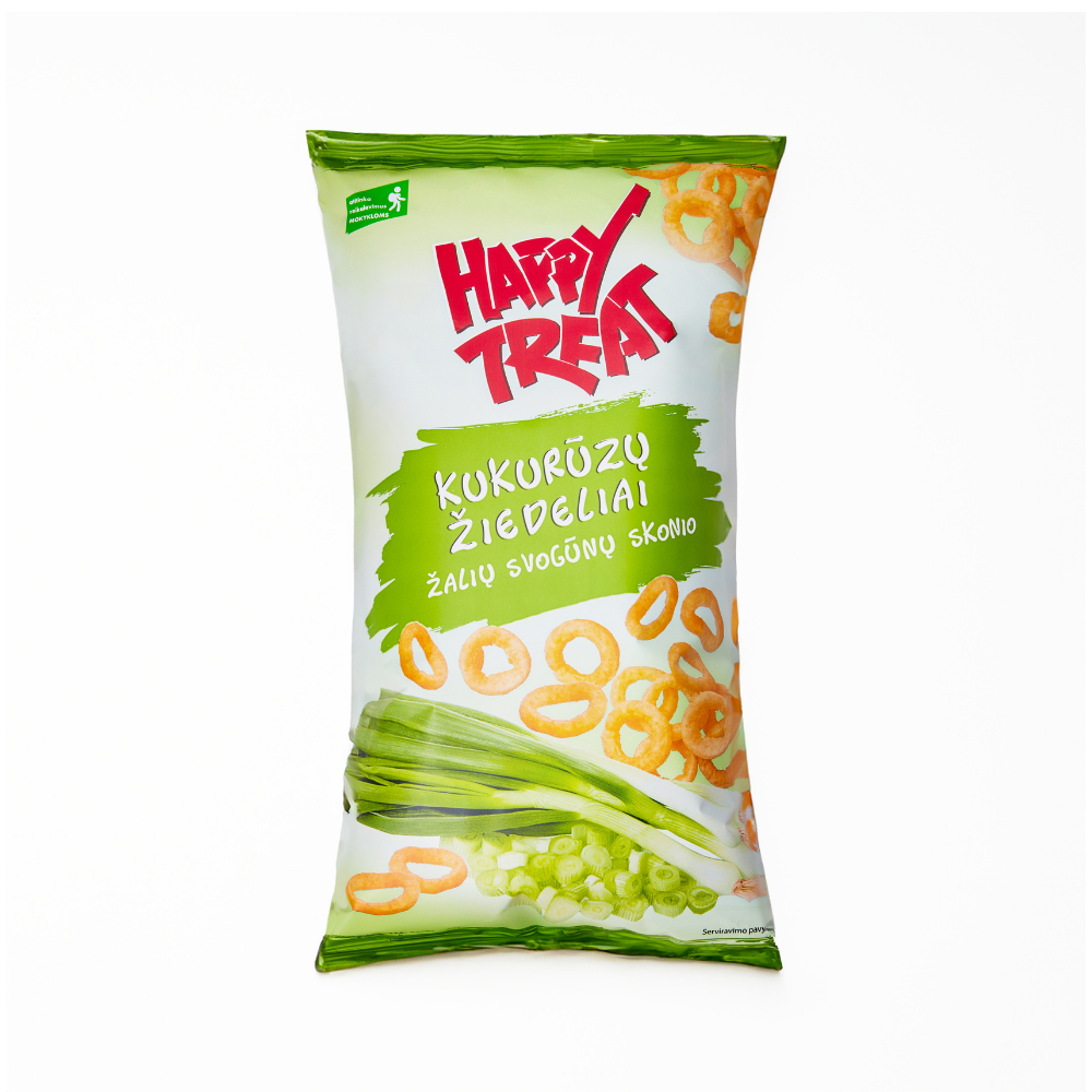 Happy Treat kukurūzų žiedeliai žal.svogūnų skonio, 60g