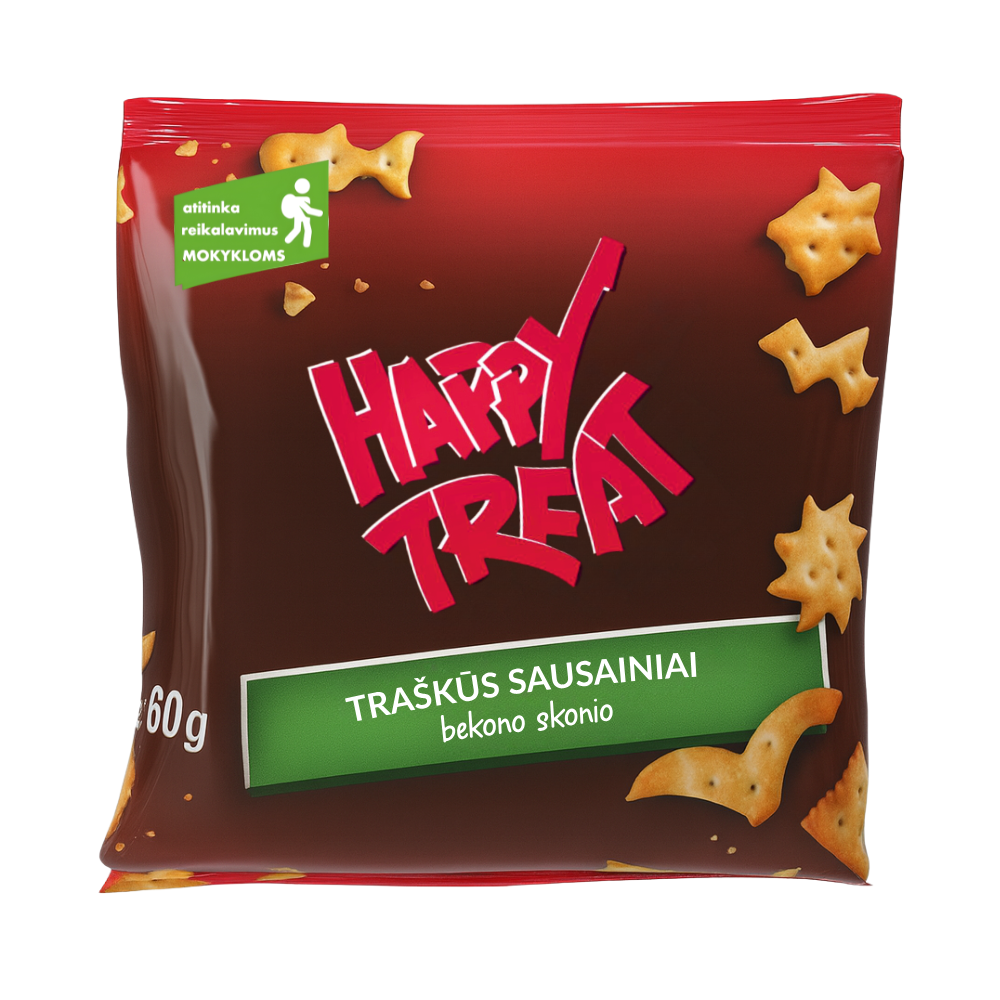 Happy Treat bekono skonio, traškūs sausainiai, 60g
